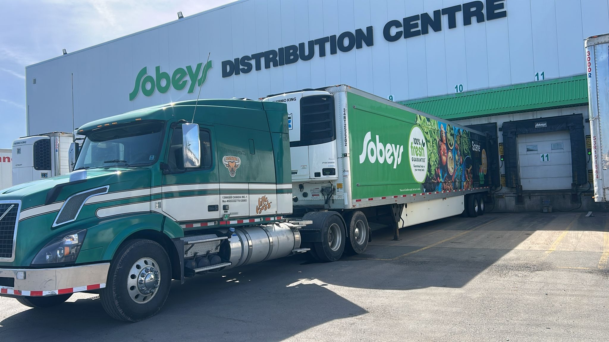Volvo truck delivering to Sobeys Distribution Centre